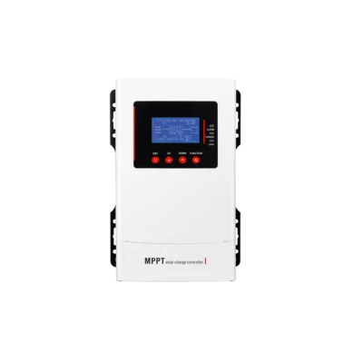 Front view of 30A-120A MPPT-T Solar Charge Controller compatible with LiFePO₄ and lead-acid batteries, high-efficiency MPPT charging, multiple protection.