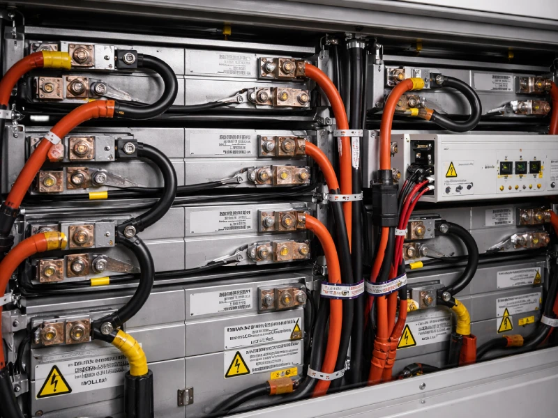 lithium battery cabinet internal structure with cables and modules