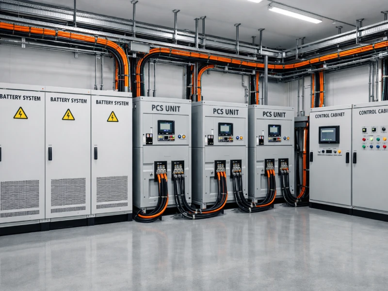 battery energy storage system structure with cabinets and PCS units