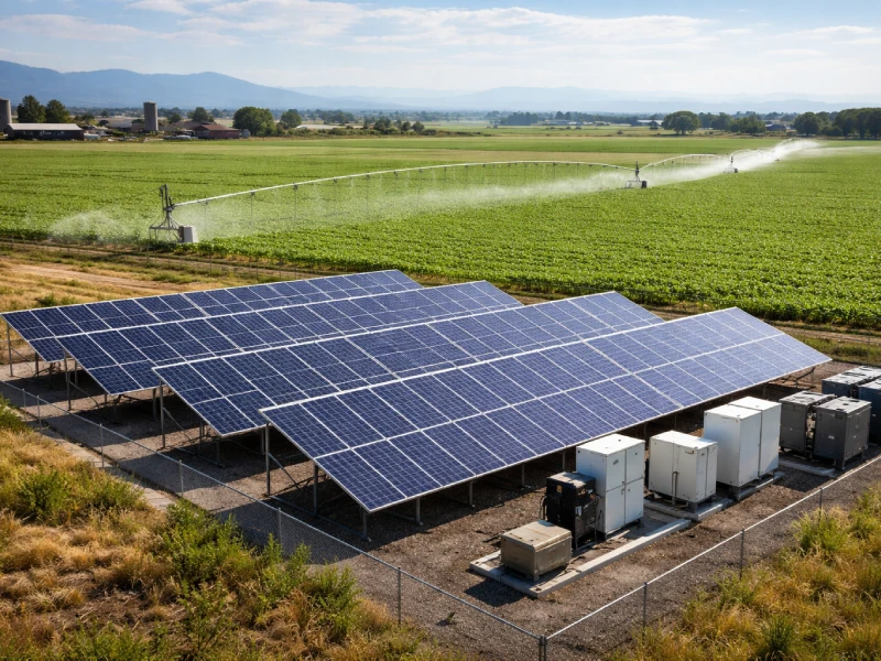 Containerized battery energy storage system used in a commercial off-grid solar project with organized cabling and industrial setup