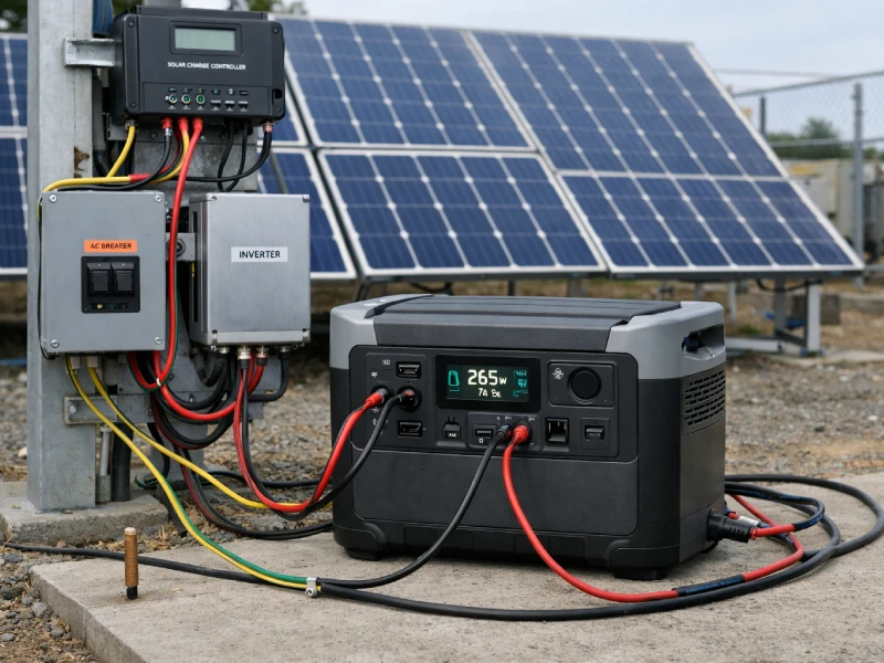 Portable power station connected with solar panels for hybrid energy solution