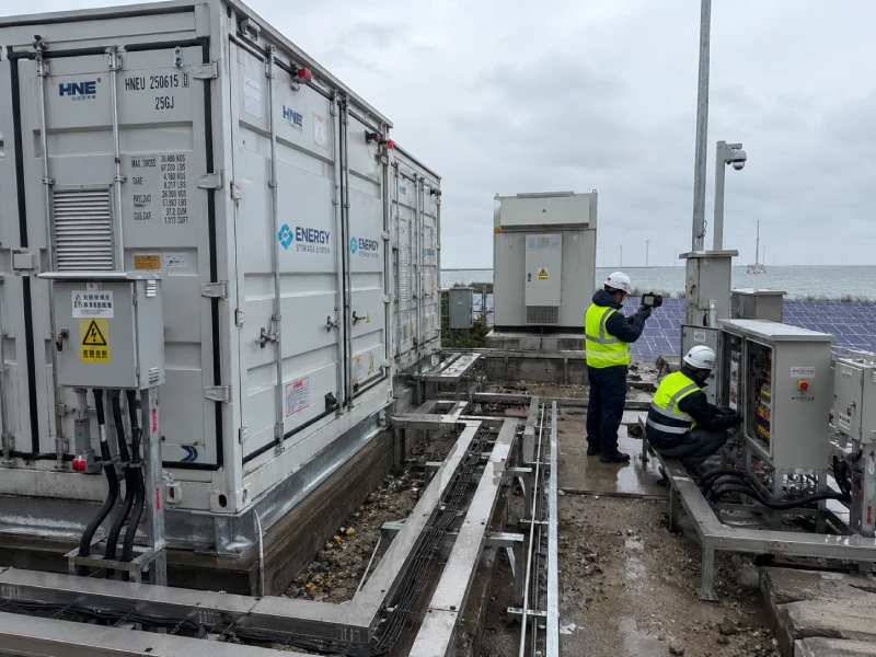 Commercial LiFePO4 battery energy storage system operating in coastal industrial solar facility