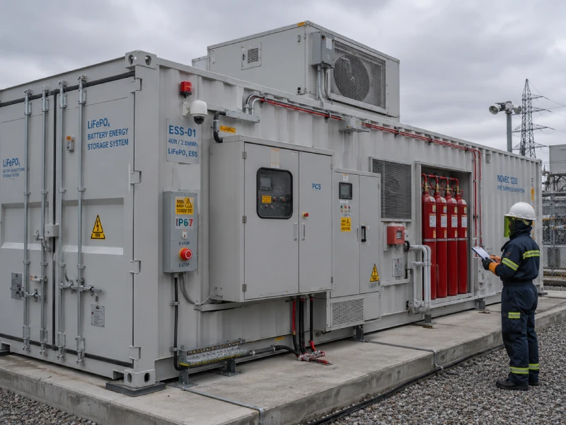 Industrial LiFePO4 containerized battery storage system with integrated fire suppression