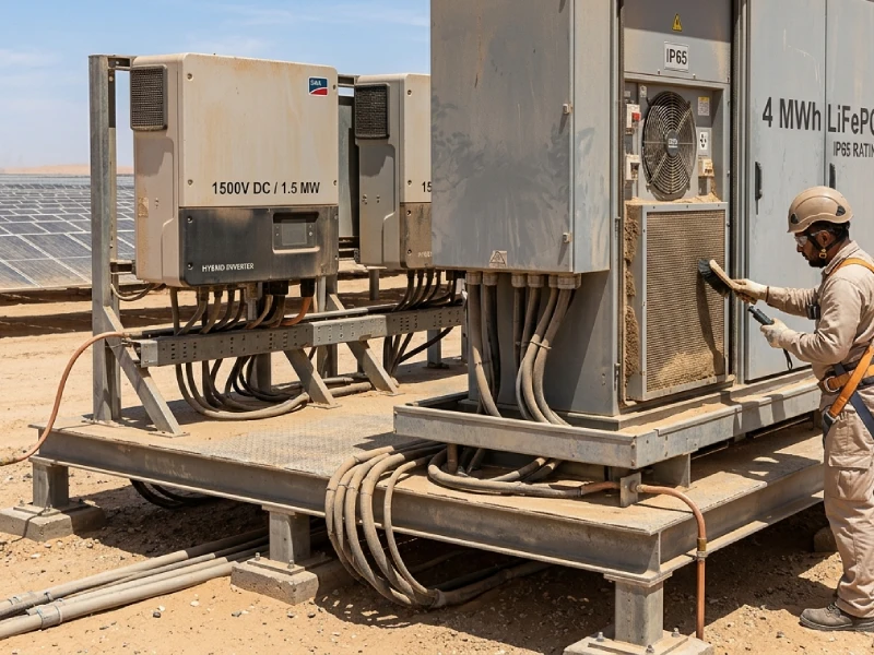 Desert commercial hybrid inverter station with industrial thermal management and dust-resistant ESS design