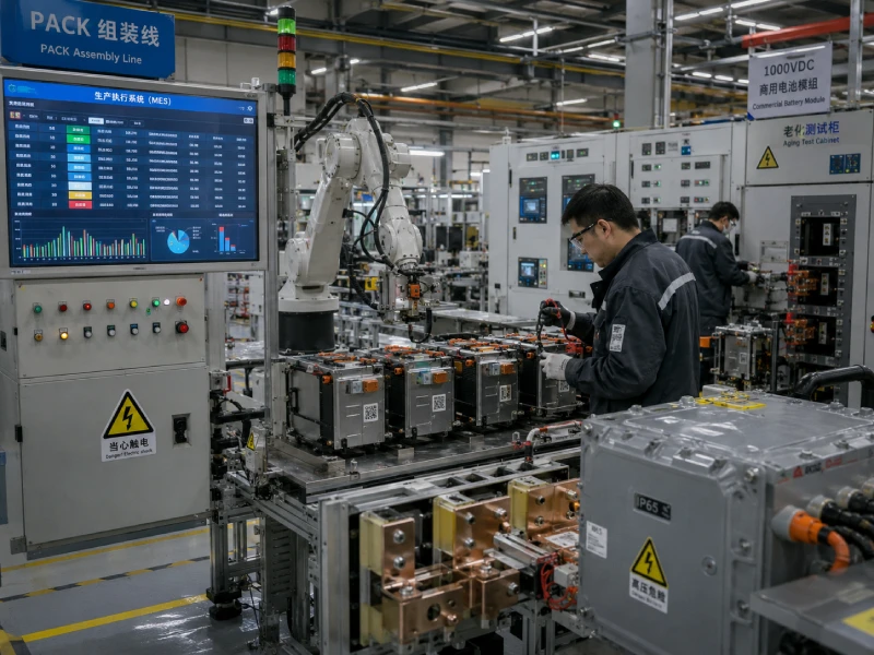 Automated LiFePO4 OEM battery manufacturing line with industrial quality inspection and BMS calibration
