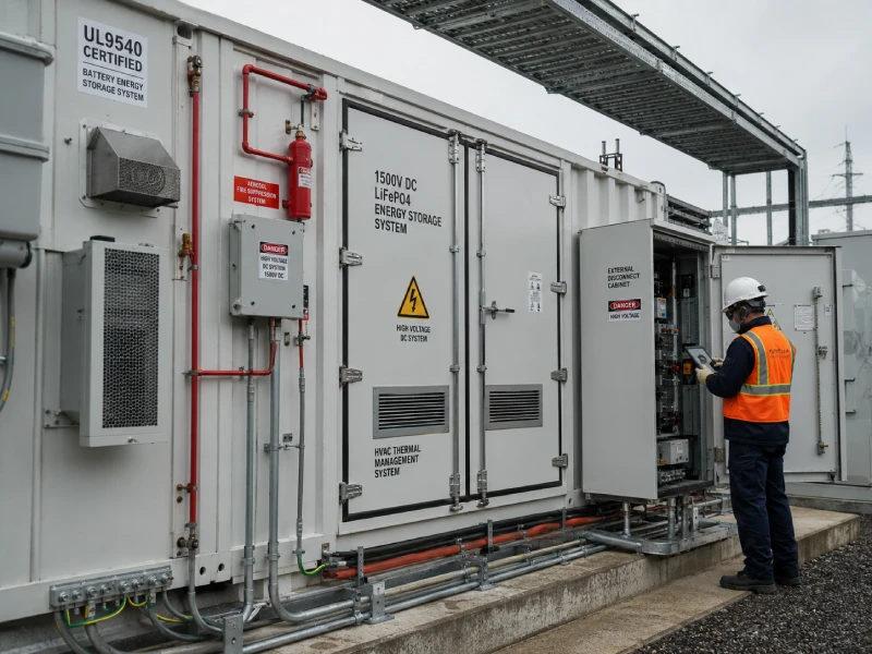 UL9540-certified containerized ESS with integrated fire suppression at North American industrial site