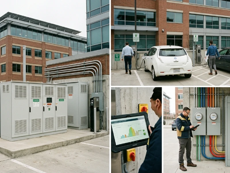 Commercial solar and battery storage system supporting EV charging in urban business park
