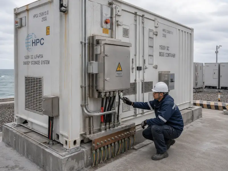 Coastal industrial LiFePO4 energy storage system with IP65 protection and corrosion-resistant engineering design