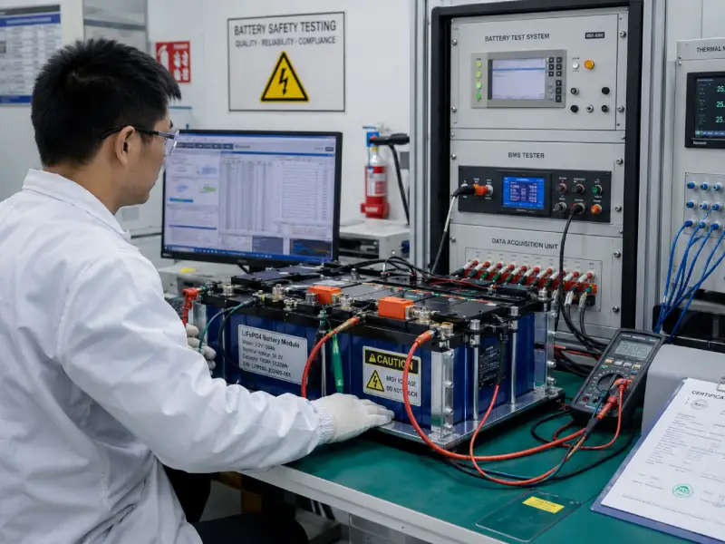 LiFePO4 battery certification testing laboratory for ESS safety verification