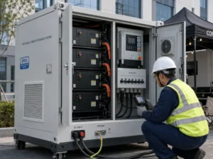 Portable LiFePO4 energy storage system supporting outdoor business power operations