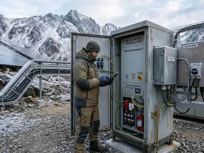 Off-grid LiFePO4 energy storage system for mountain renewable microgrid