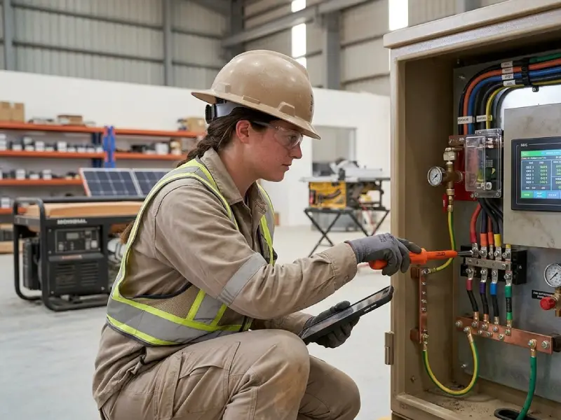 Portable power storage system providing off-grid electricity for construction site