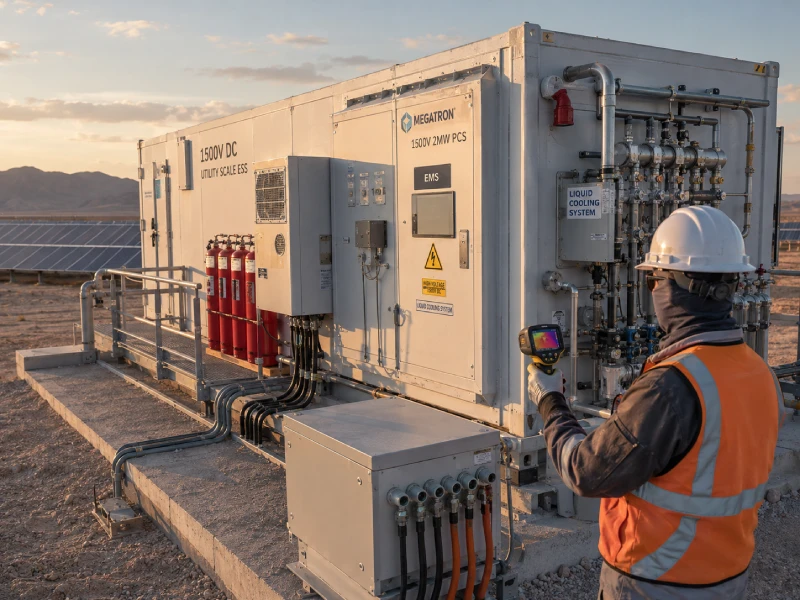 Utility-scale battery energy storage system using liquid cooling in high-temperature desert environment