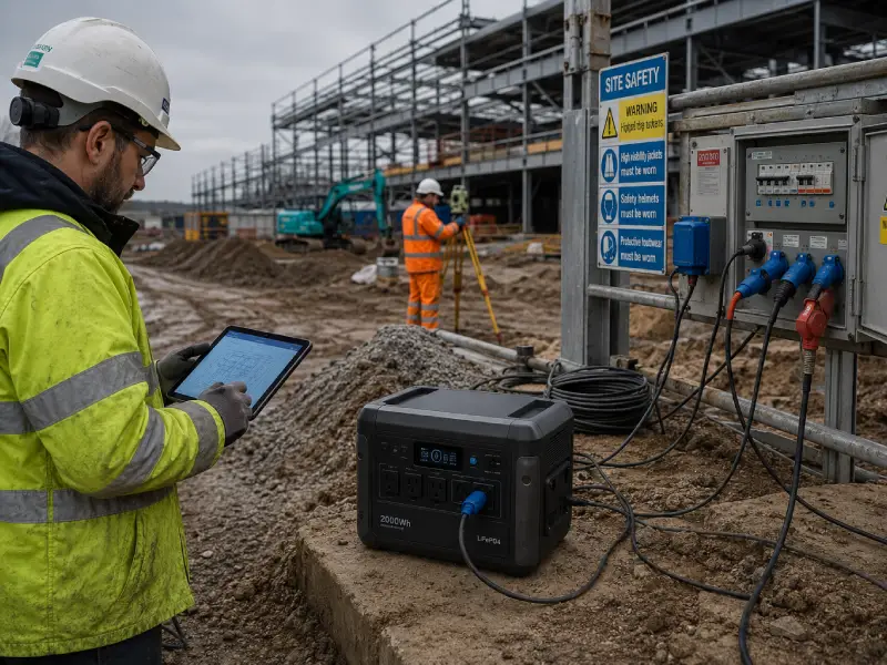 Portable power station supporting temporary construction site operations and field equipment
