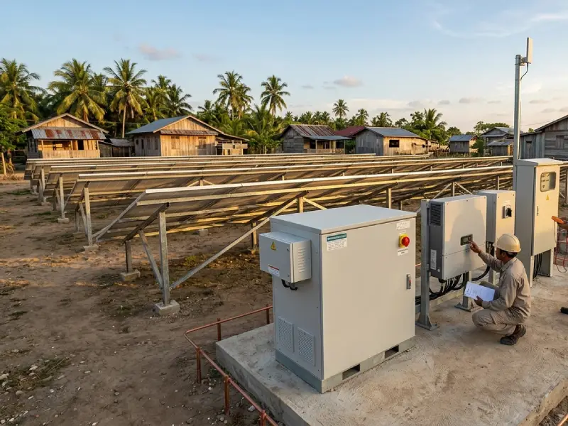 Hybrid solar and LiFePO4 battery energy storage system supplying electricity to a remote Southeast Asia island